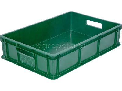 Пластиковый ящик для овощей TR 705.03, сплошной, 600х400х140 мм, зеленый
