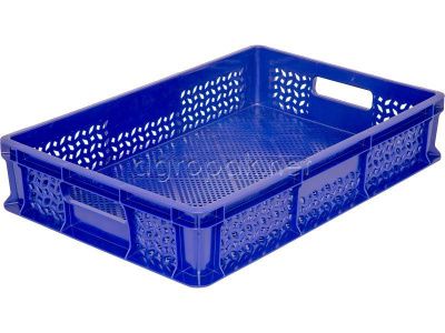 Пластиковый ящик для овощей TR 704.01, перфорированный, 600х400х120 мм, цвет синий