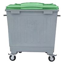 Контейнер для мусора металлический 1,1 куб.м  с пластиковой крышкой
