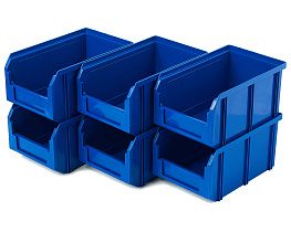 Пластиковый ящик Стелла-техник V-2-К6-синий ,260х300х250мм, комплект 6 штук
