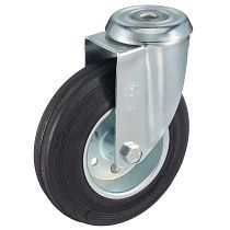 Колесо Tellure Rota 536103 поворотное, диаметр 125мм, грузоподъемность 130кг, черная резина, сталь