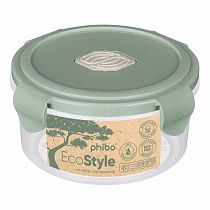 Контейнер для продуктов герметичный с клапаном "eco style" круглый 0,55л (зеленый флэк)