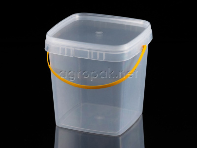 Прямоугольное пластиковое ведро 2,5 литра, цвет прозрачный