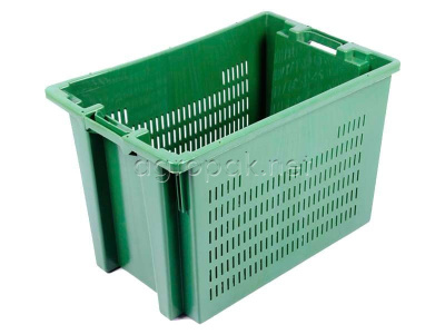 Пластиковый ящик ТОП 400.01 дно сплошное, стенки перфорированные, 600х400х400 мм, зеленый