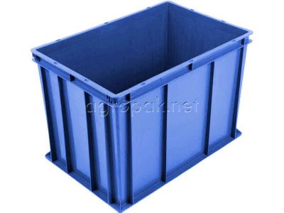 Пластиковый ящик 410-000  с закрытыми ручками, 600х400х410 мм, синий