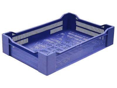 Ящик ягодный пластиковый TR 119, перфорированный, 600х400х135 мм, цвет синий