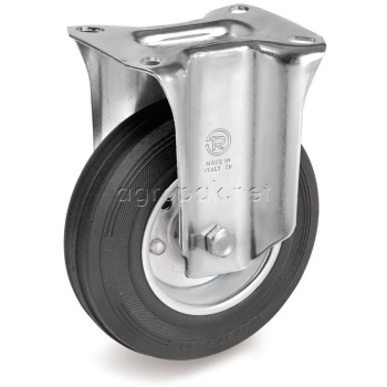 Колесо Tellure Rota 535901 неповоротное, диаметр 80мм, грузоподъемность 65кг, черная резина, сталь