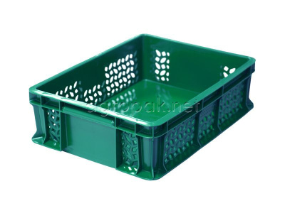 Ящик для овощей TR 701.02 дно сплошное, стенки перфорированные, 400х300х120 мм, зеленый