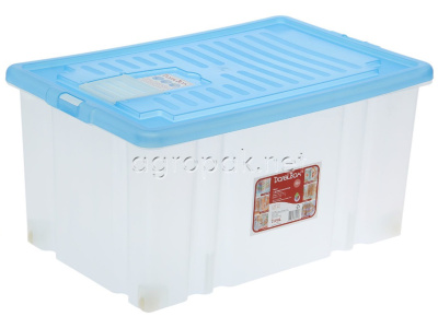 Пластиковый контейнер Darel Box 56 литров, 610х400х310 мм, крышка голубая