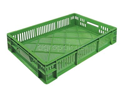 Пластиковый ящик под овощи Т 140 перфорированный, 600х400х140 мм, зеленый
