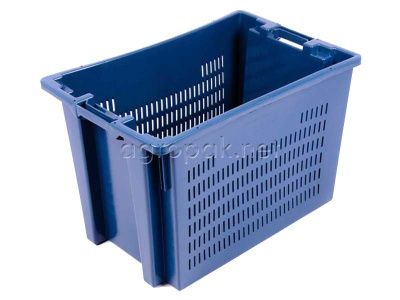 Пластиковый ящик 400.01 дно сплошное, стенки перфорированные, 600х400х400 мм, синий