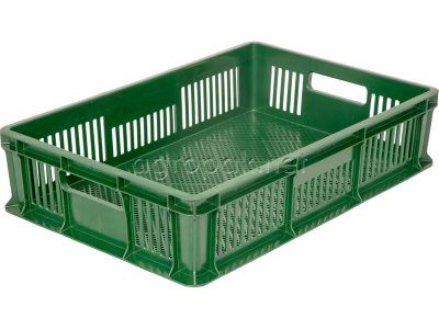 Пластиковый ящик для овощей TR 705.01 перфорированный, 600х400х140 мм, зеленый
