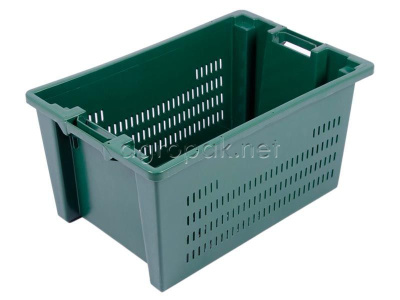 Пластиковый ящик мясной ТОП 300.02 перфорированный, 600x400x300 мм, зеленый