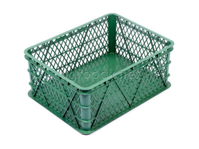 Пластиковый ящик ТОП 180.00, сплошное дно, перфорированные стенки, 430х330х180 мм, зеленый